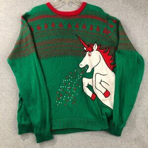 Ugly Christmas Sweater XXL Christmas Unicorn Sweater Mens 100% Cotton 3-D rhines